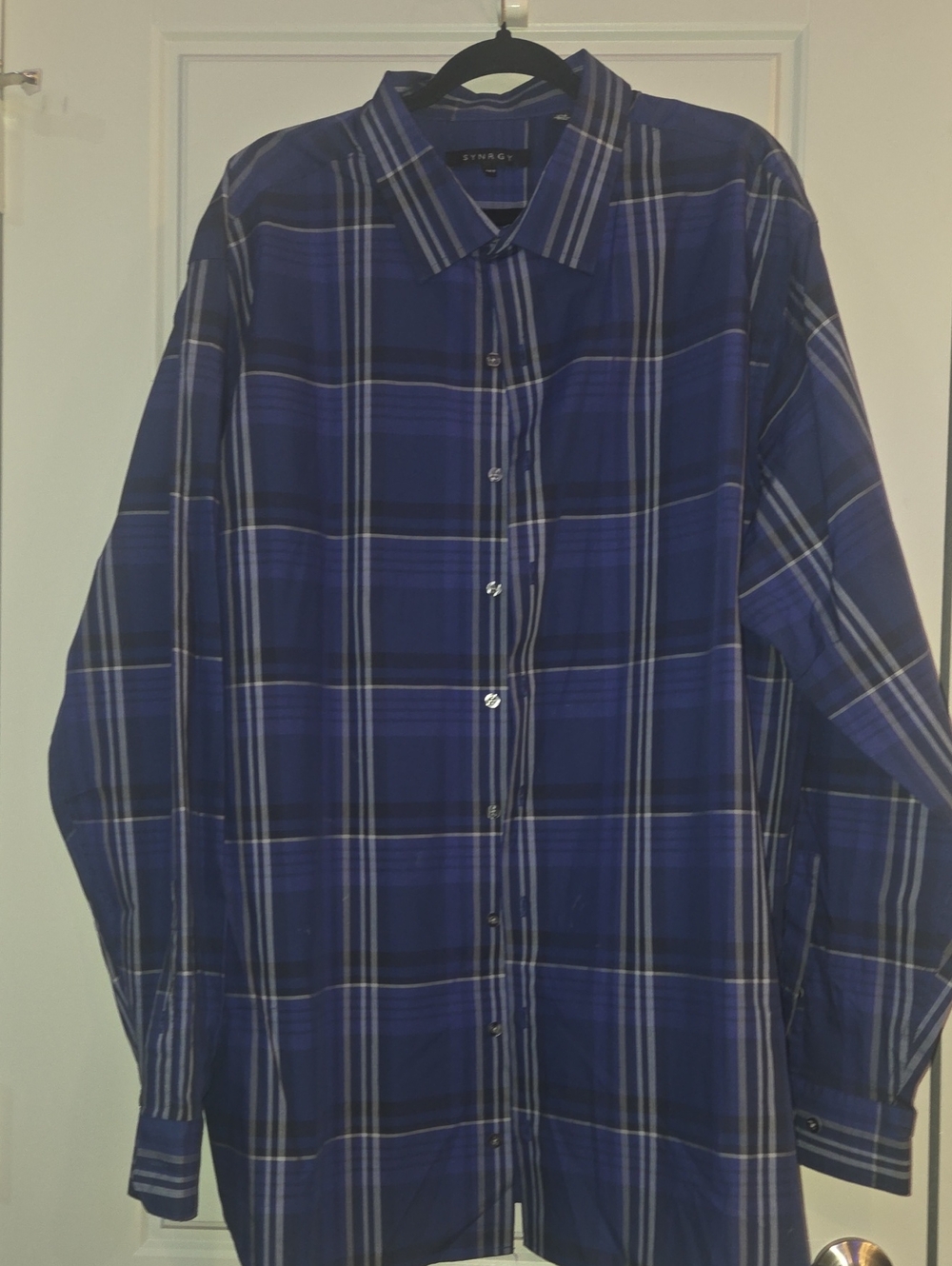 Men's Plaid Button-Down Shirt in Deep Blue by Synrgy